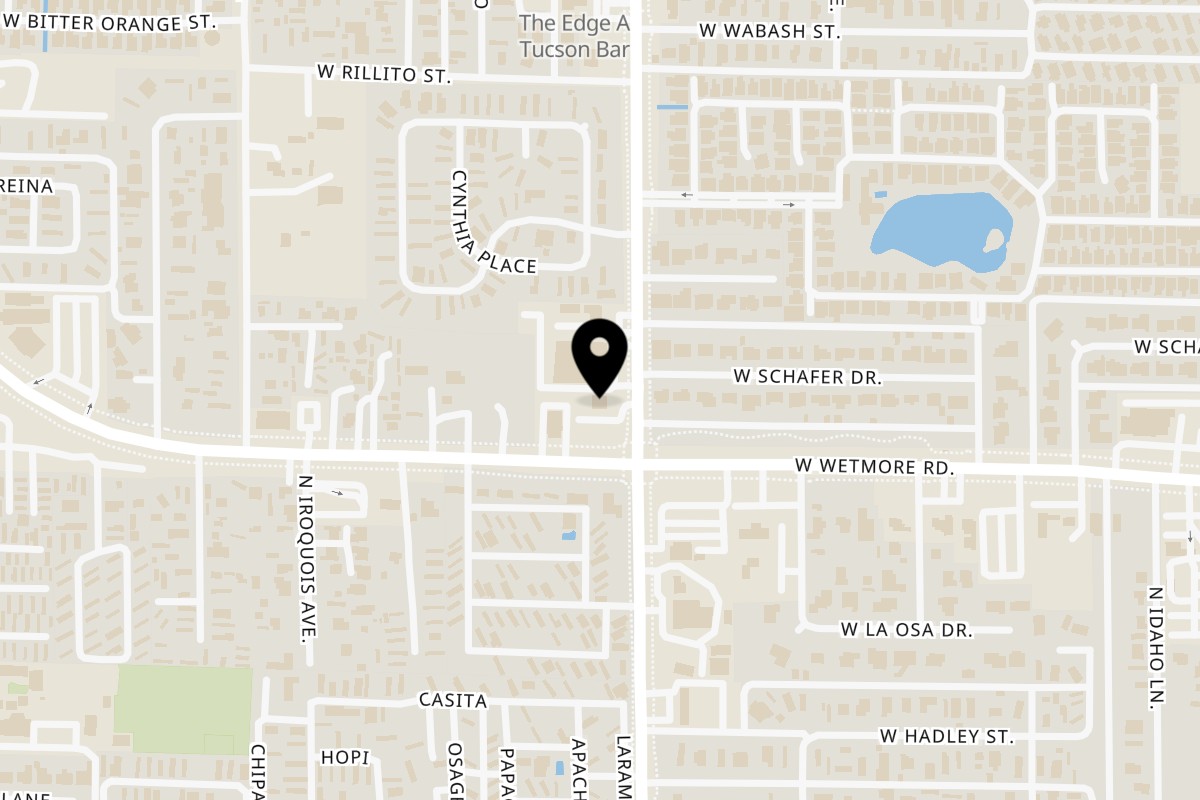 Map showing the location of Taqueria Aqui Con El Nene Flowing Wells on 4415 N Flowing Wells Rd in Tucson